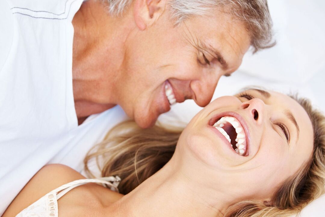 Woman happy with middle-aged man without potency problems